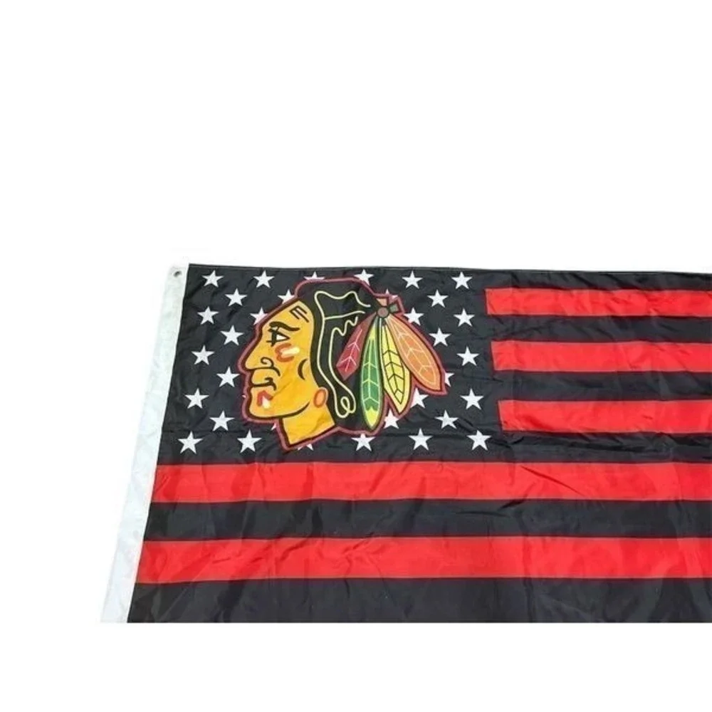 Chicago Blackhawks‎ Patriotic Americana 3x5 Flag NHL Hockey Banner